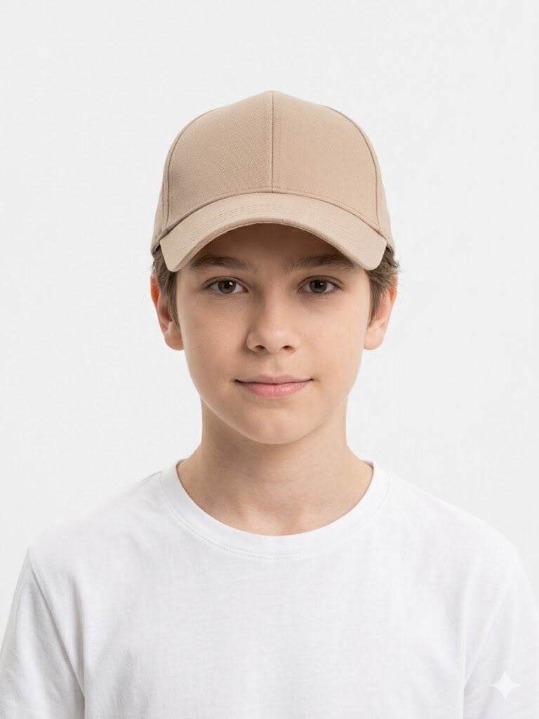 Erkek Çocuk Klasik Model Cırt Cırtlı Çocuk Şapkası Günlük Şapka Bej