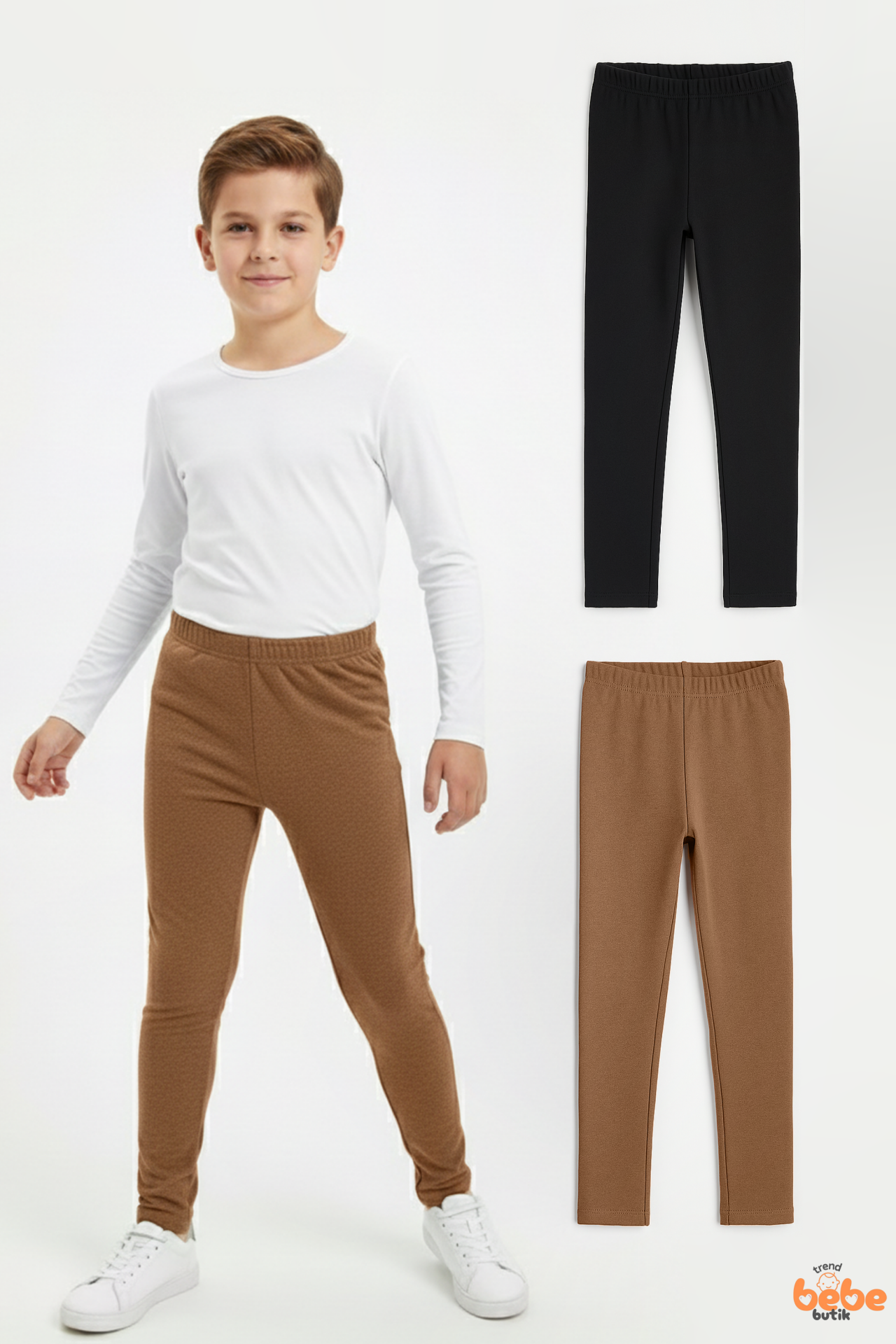 Erkek Çocuk 2’li İçi Şardonlu Esnek İçlik Tayt ,Günlük Spor Rahat Okul Giyim 2'li Renk Kombini Tayt 15 YAŞ