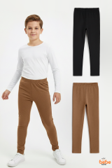 Erkek Çocuk 2’li İçi Şardonlu Esnek İçlik Tayt ,Günlük Spor Rahat Okul Giyim 2'li Renk Kombini Tayt 15 YAŞ