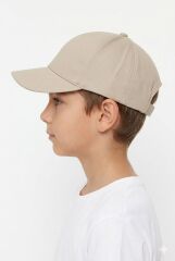 Erkek Çocuk Klasik Model Cırt Cırtlı Çocuk Şapkası Günlük Şapka Krem