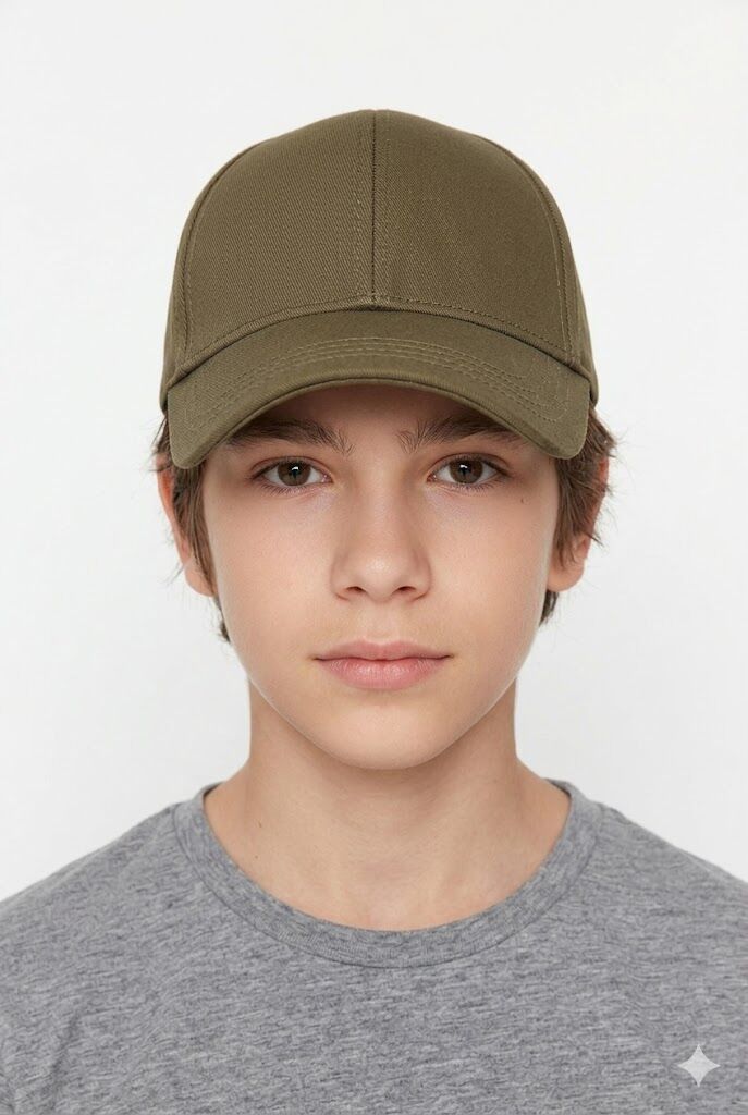 Erkek Çocuk Klasik Model Cırt Cırtlı Çocuk Şapkası Günlük Şapka Haki