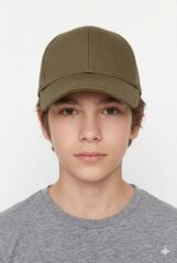 Erkek Çocuk Klasik Model Cırt Cırtlı Çocuk Şapkası Günlük Şapka Haki