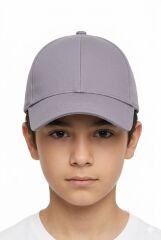 Erkek Çocuk Klasik Model Cırt Cırtlı Çocuk Şapkası Günlük Şapka Gri