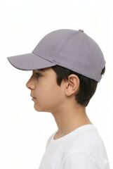 Erkek Çocuk Klasik Model Cırt Cırtlı Çocuk Şapkası Günlük Şapka Gri