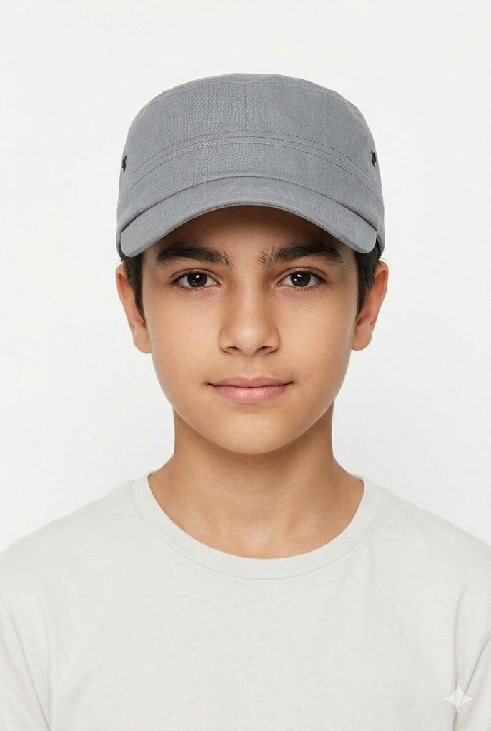 Erkek Çocuk Modern Kasket Tarzı Şapka Erkek Çocuk Şapkası Gri