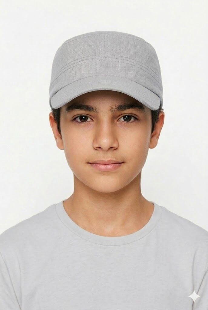 Erkek Çocuk Modern Kasket Tarzı Şapka Erkek Çocuk Şapkası Açık Gri