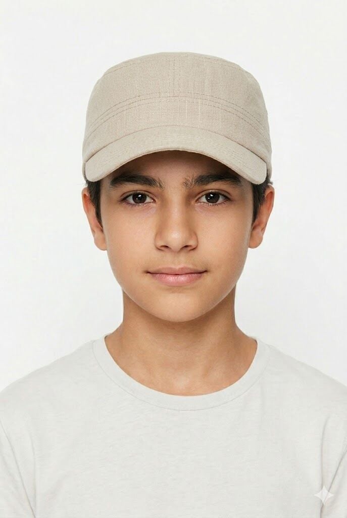 Erkek Çocuk Modern Kasket Tarzı Şapka Erkek Çocuk Şapkası Krem