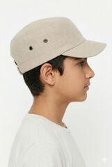 Erkek Çocuk Modern Kasket Tarzı Şapka Erkek Çocuk Şapkası Krem