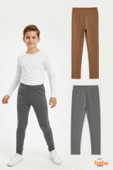 Erkek Çocuk 2’li İçi Şardonlu Esnek İçlik Tayt ,Günlük Spor Rahat Okul Giyim 2'li Renk Kombini Tayt 15 YAŞ