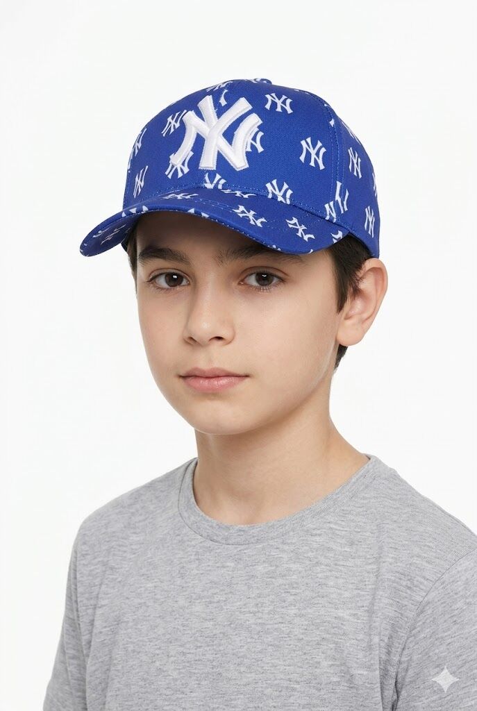 Erkek Çocuk Desenli Klasik Yazlık Şapka NY Desenli Erkek Çocuk Şapka Mavi