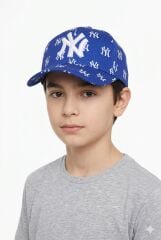 Erkek Çocuk Desenli Klasik Yazlık Şapka NY Desenli Erkek Çocuk Şapka Mavi