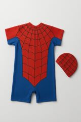 Erkek Çocuk Spiderman Baskılı Boneli Yüzücü  Mayo Takımı |  Tulum Mayo 3-7 Yaş Yazlık Set Kahramanlara Özel 4 YAŞ