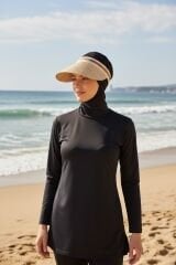 Kadın Tesettür Vizör Güneşlikli Şapka Kadın Tesettür Tepesi Açık Şapka Bej