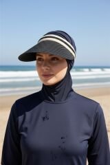 Kadın Tesettür Vizör Güneşlikli Şapka Kadın Tesettür Tepesi Açık Şapka Siyah