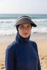 Kadın Tesettür Vizör Güneşlikli Şapka Kadın Tesettür Tepesi Açık Şapka Siyah