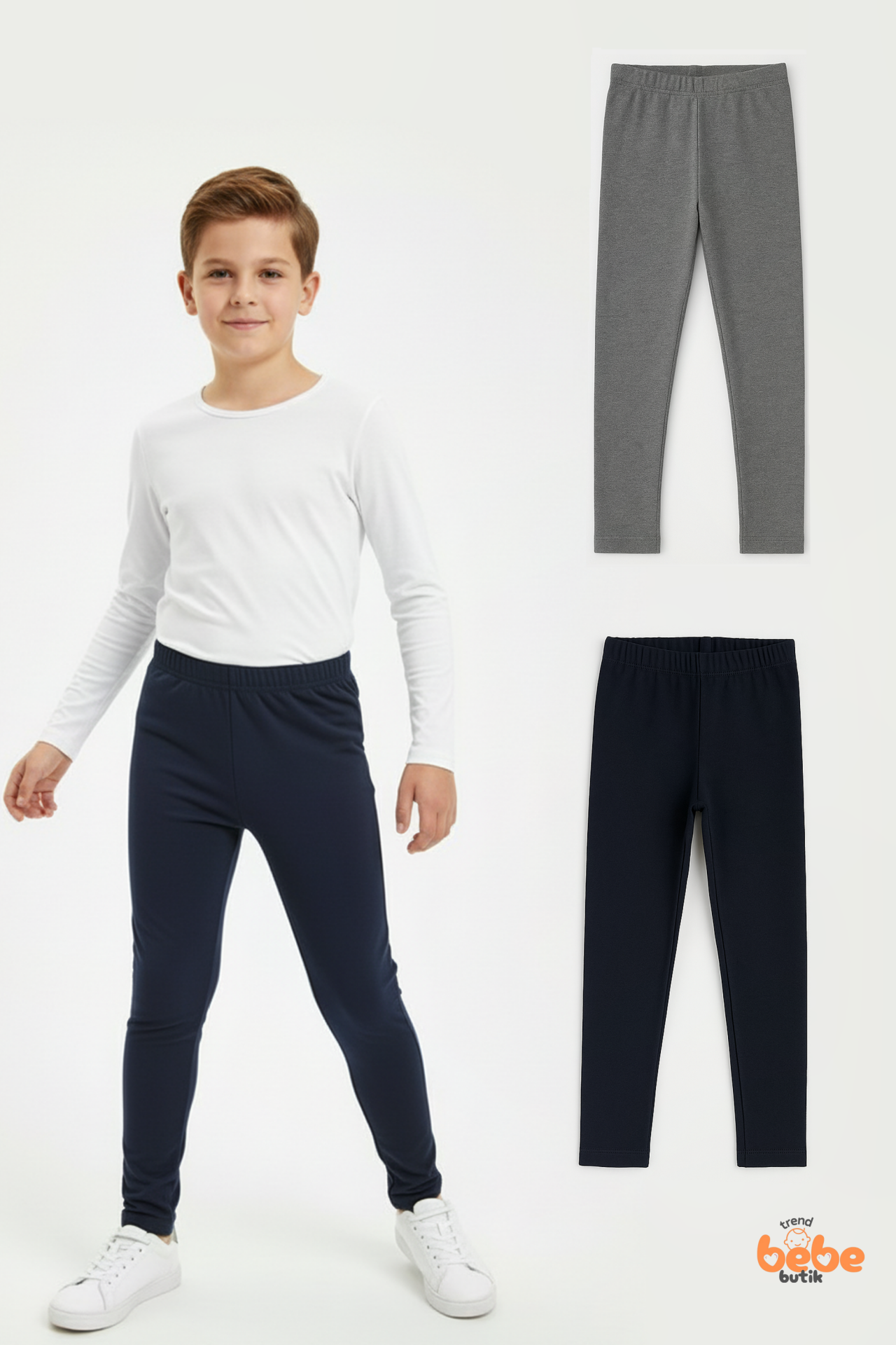Erkek Çocuk 2’li İçi Şardonlu Esnek İçlik Tayt ,Günlük Spor Rahat Okul Giyim 2'li Renk Kombini Tayt 15 YAŞ