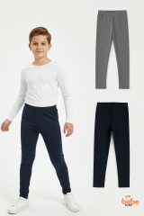 Erkek Çocuk 2’li İçi Şardonlu Esnek İçlik Tayt ,Günlük Spor Rahat Okul Giyim 2'li Renk Kombini Tayt 15 YAŞ