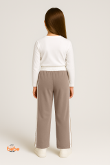 Kız Çocuk Cepli Eşofman Pantolon Yan Şeritli,Lastikli Bel,Rahat Spor ve Günlük Pantolon Eşofman Altı