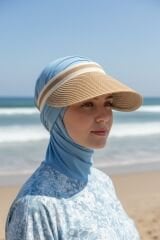 Kadın Tesettür Vizör Güneşlikli Şapka Kadın Tesettür Tepesi Açık Şapka Açık Kahve