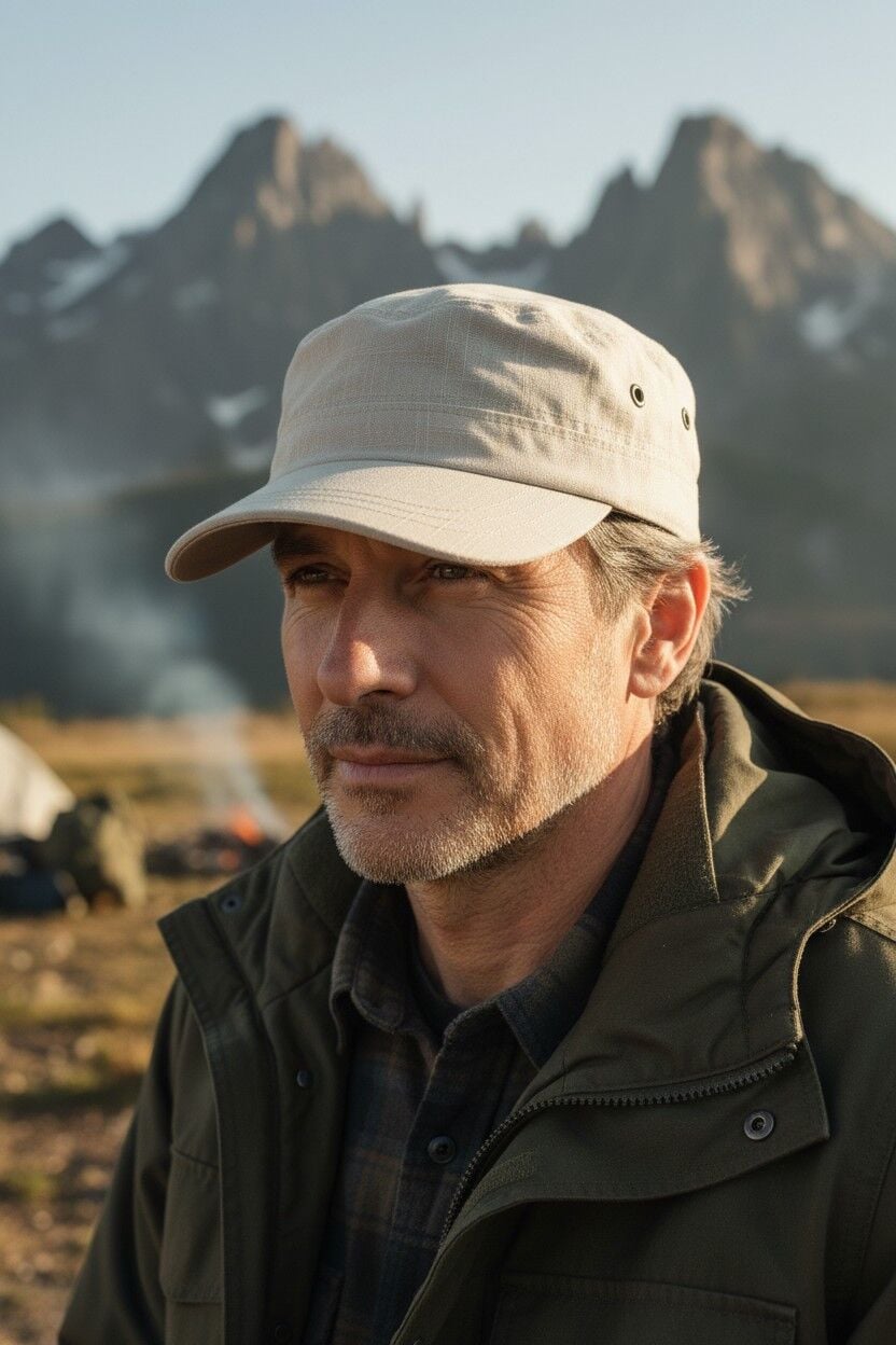 Erkek Castro Avcı Kep Şapka Modern Ayarlanabilir Kumaş Erkek Şapka Krem