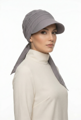 Kadın Tesettür Şapka Bağlamalı Bandanalı Şapka Arkadan Bağlamalı Rahat Model GRİ