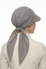 Kadın Tesettür Şapka Bağlamalı Bandanalı Şapka Arkadan Bağlamalı Rahat Model GRİ