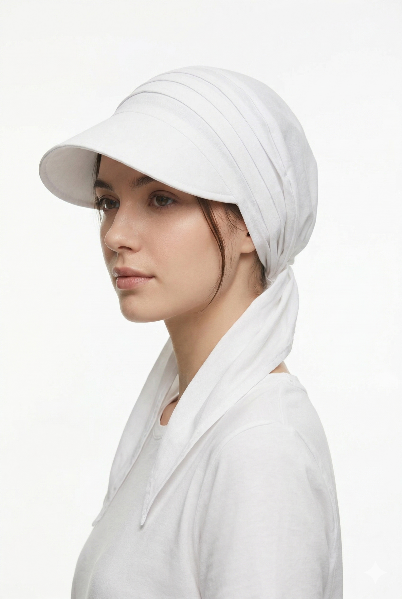 Kadın Tesettür Şapka Bağlamalı Bandanalı Şapka Arkadan Bağlamalı Rahat Model BEYAZ