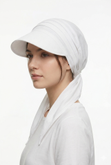Kadın Tesettür Şapka Bağlamalı Bandanalı Şapka Arkadan Bağlamalı Rahat Model BEYAZ