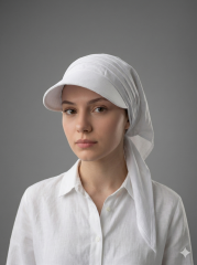 Kadın Tesettür Şapka Bağlamalı Bandanalı Şapka Arkadan Bağlamalı Rahat Model BEYAZ