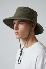 Erkek İpli Şapka Çıtçıt Detaylı Geniş Kenarlı 4 Renk Seçenekli HAKİ