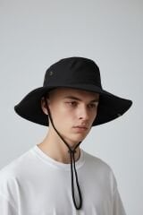 Erkek İpli Şapka Çıtçıt Detaylı Geniş Kenarlı 4 Renk Seçenekli SİYAH