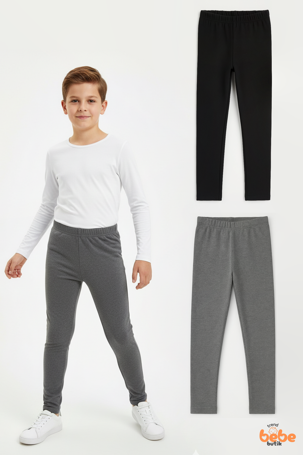Erkek Çocuk 2’li İçi Şardonlu Esnek İçlik Tayt ,Günlük Spor Rahat Okul Giyim 2'li Renk Kombini Tayt 15 YAŞ