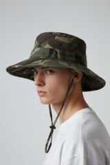 Erkek İpli Şapka Çıtçıt Detaylı Geniş Kenarlı 4 Renk Seçenekli ASKER YEŞİLİ