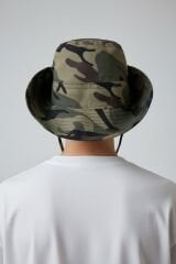 Erkek İpli Şapka Çıtçıt Detaylı Geniş Kenarlı 4 Renk Seçenekli ASKER YEŞİLİ