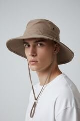 Erkek İpli Şapka Çıtçıt Detaylı Geniş Kenarlı 4 Renk Seçenekli BEJ