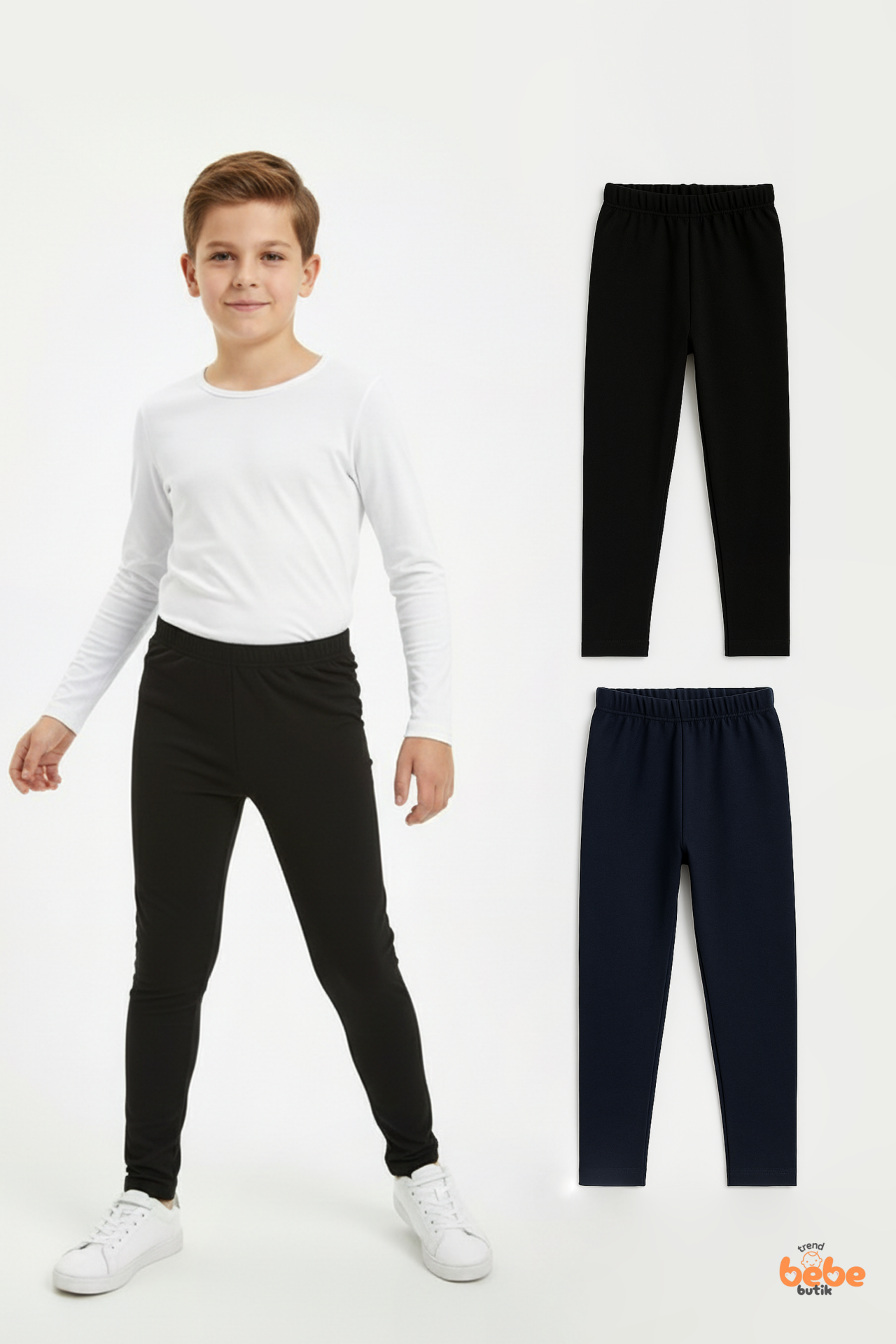 Erkek Çocuk 2’li İçi Şardonlu Esnek İçlik Tayt ,Günlük Spor Rahat Okul Giyim 2'li Renk Kombini Tayt 14 YAŞ