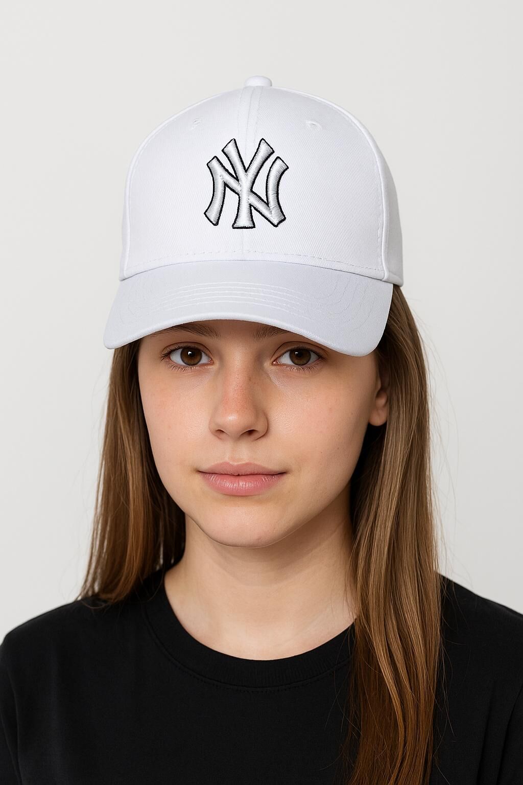 Ny Logolu Nakışlı Genç Şapka | 13-25 Yaş Unisex Spor Şapka, Ayarlanabilir ve Günlük Kombinlere Uygun BEYAZ