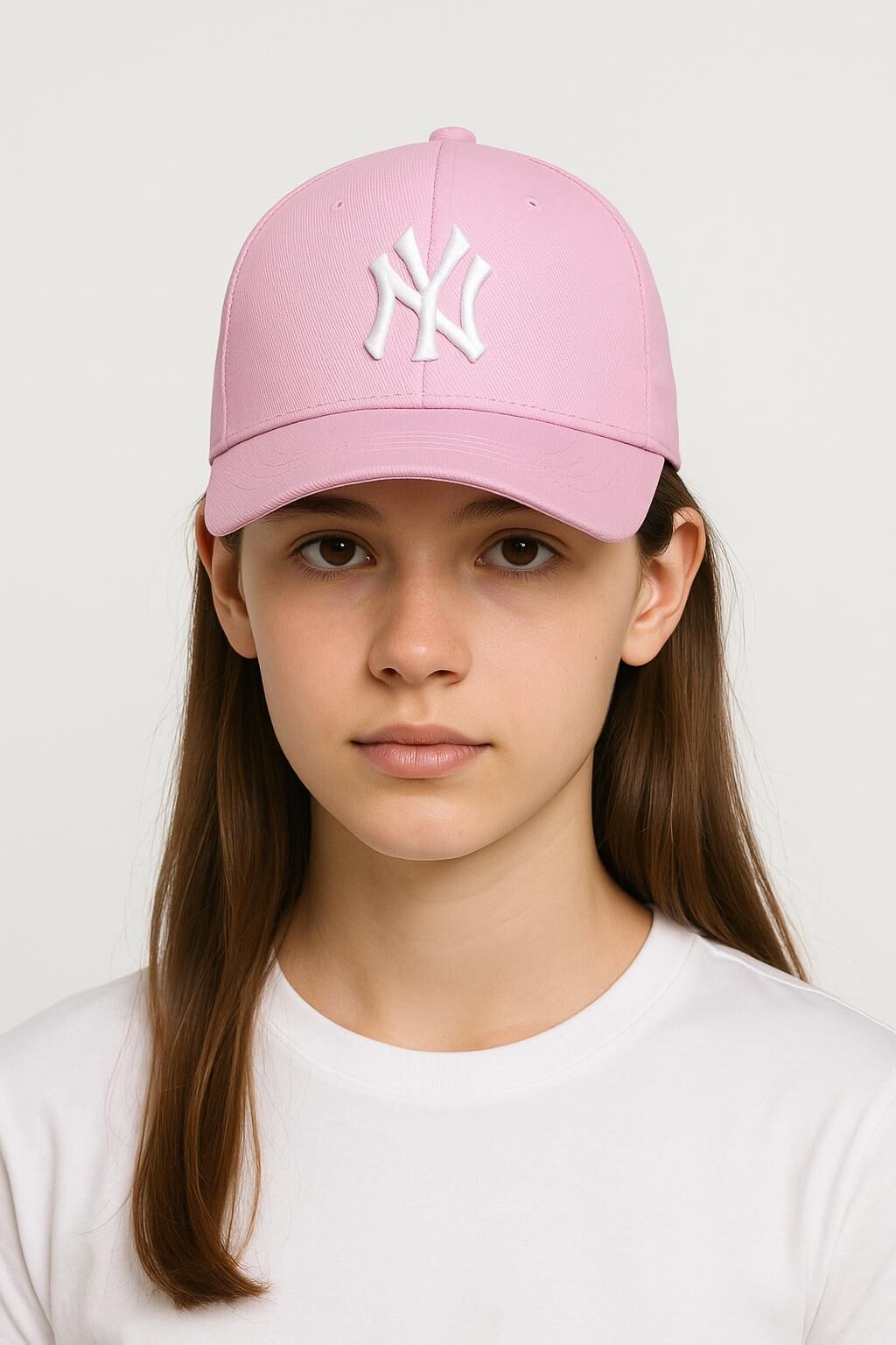 Ny Logolu Nakışlı Genç Şapka | 13-25 Yaş Unisex Spor Şapka, Ayarlanabilir ve Günlük Kombinlere Uygun PEMBE
