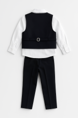 Erkek Çocuk Takım Elbise 5 Parça Papyonlu Yelekli Siyah Şık Kıyafet Düğün Bayram Özel Gün Kıyafeti 6 YAŞ