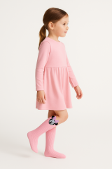 Kız Çocuk Minnie Mouse Figürlü Diz Altı Çorap | Pamuklu Sevimli Uzun Çocuk Çorabı