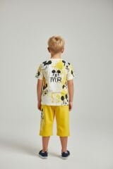 Erkek Çocuk Mİckey Mouse Baskılı Alt Üst Takım – Yazlık Şortlu Takım SARI 11-12 Yaş