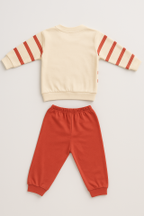 Erkek Bebek Ayıcık Nakışlı Çizgili 2’li Takım Pamuklu Pijama Takımı Günlük Rahat Kullanım 0-6 Ay - NAR ÇİÇEĞİ