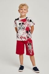 Erkek Çocuk Mİckey Mouse Baskılı Alt Üst Takım – Yazlık Şortlu Takım KIRMIZI 11-12 Yaş
