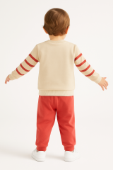 Erkek Bebek Ayıcık Nakışlı Çizgili 2’li Takım Pamuklu Pijama Takımı Günlük Rahat Kullanım 9-12 Ay - NAR ÇİÇEĞİ