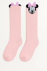 Kız Çocuk Minnie Mouse Figürlü Diz Altı Çorap | Pamuklu Sevimli Uzun Çocuk Çorabı PEMBE - 7 YAŞ