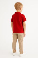 Polo Yaka Erkek Çocuk Tişört Yazlık %100 Pamuk Premium Rahat Kalıp, Okul ve Günlük Kullanım  5-9 Yaş KIRMIZI - 5 YAŞ