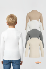 Erkek Çocuk 4’lü Basic Yarım Boğazlı Ribana Body Set Esnek Pamuklu Uzun Kollu Fitilli Body İçlik