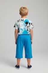 Erkek Çocuk Mİckey Mouse Baskılı Alt Üst Takım – Yazlık Şortlu Takım MAVİ 11-12 Yaş