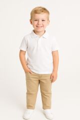 Polo Yaka Erkek Çocuk Tişört Yazlık %100 Pamuk Premium Rahat Kalıp, Okul ve Günlük Kullanım  5-9 Yaş BEYAZ - 8 YAŞ