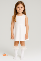 Kız Çocuk Dizaltı Fırfırlı Tül Detaylı Pamuklu Çorap ,3-12 Yaş Özel Gün & Okul Kombinleri İçin Çorap 6-12  Yaş